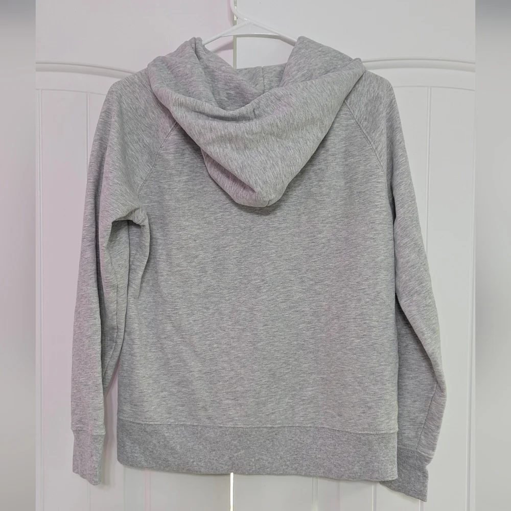 GAP Heather Gray Zip-Up Hoodie with Floral Logo (Large EC) - Picture 6 of 7